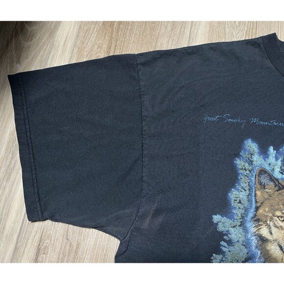 Great Smoky Mountains Wolf Pack Black T-Shirt - Men XXL *Stained - Picture 5 of 16